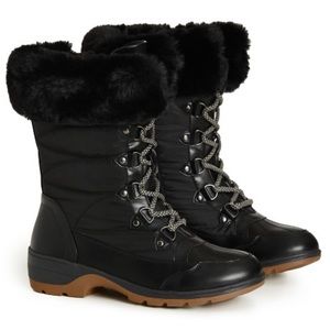 Cloudwalkers Liv Cold Weather Boots SZ 12W in Black w/Faux Fur
